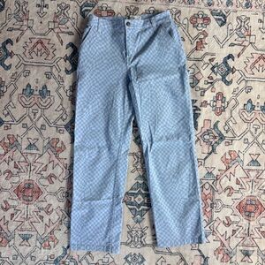 Hollister Light Blue Checkerboard High-Rise Utility Dad Pants - size 27